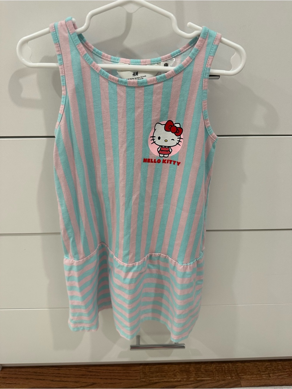 Hello Kitty Girls' Pink & Aqua Striped Sleeveless Dress Size 5T